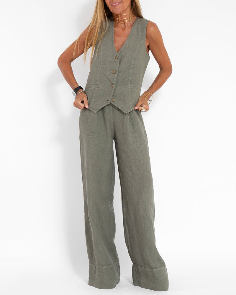 Lila - Flowing Wide-Leg Pants & Sleeveless Vest