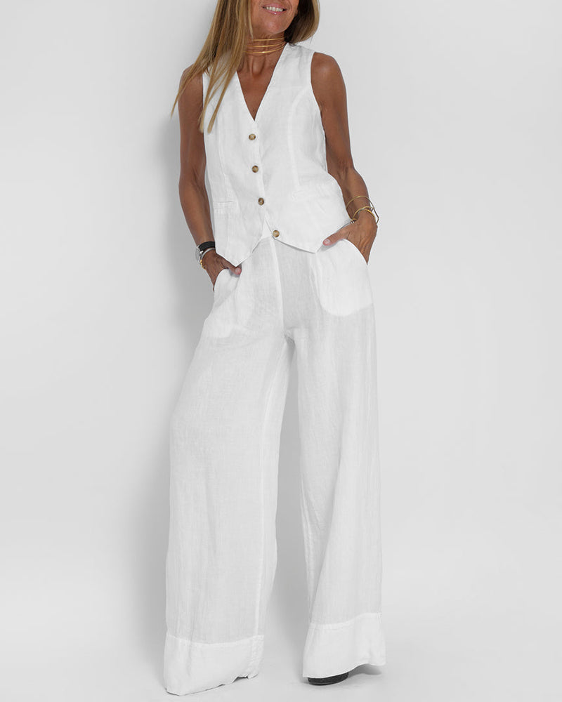 Lila - Flowing Wide-Leg Pants & Sleeveless Vest