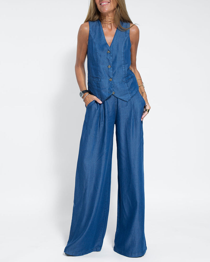 Lila - Flowing Wide-Leg Pants & Sleeveless Vest
