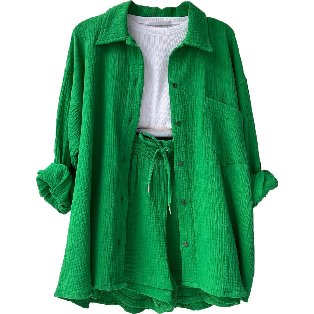 Luisa - Women's Two-Piece Long Sleeve Top & Stylish Shorts