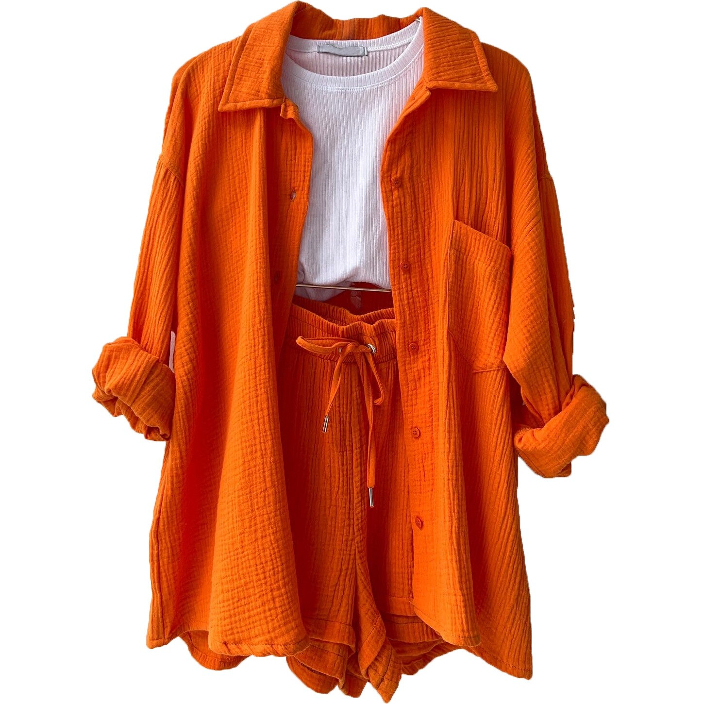 Luisa - Women's Two-Piece Long Sleeve Top & Stylish Shorts